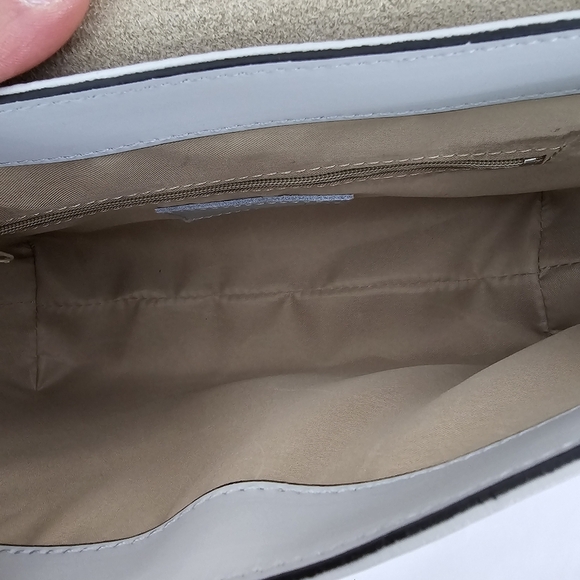 Made In Italy Smooth Leather Handbag Pink White and Gray With Strap - Picture 8 of 9